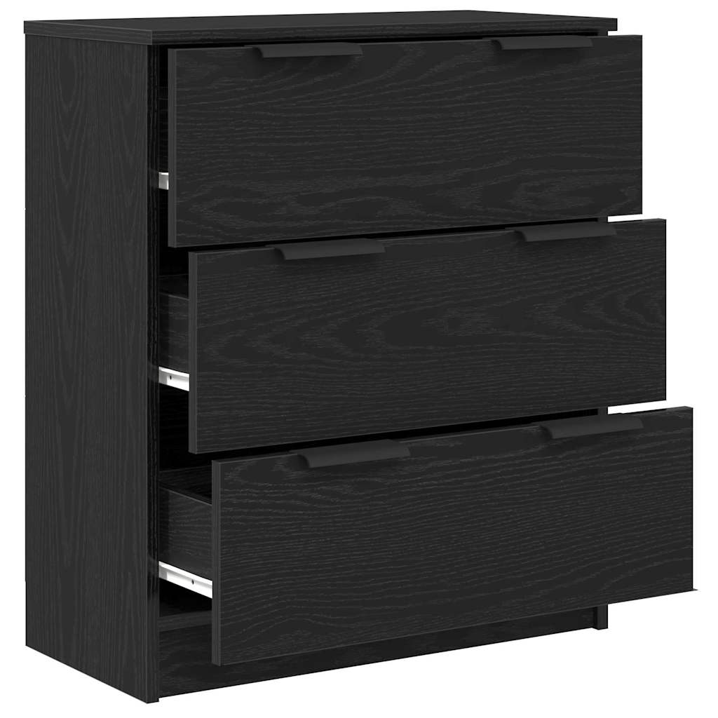 Dressoir met lade Zwart Eiken 60 x 30 x 70 cm Bewerkt hout is nu te koop bij PeponiXL, paradijselijk wonen!