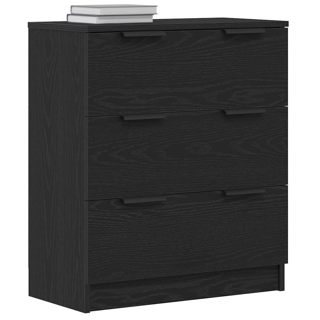 Dressoir met lade Zwart Eiken 60 x 30 x 70 cm Bewerkt hout is nu te koop bij PeponiXL, paradijselijk wonen!