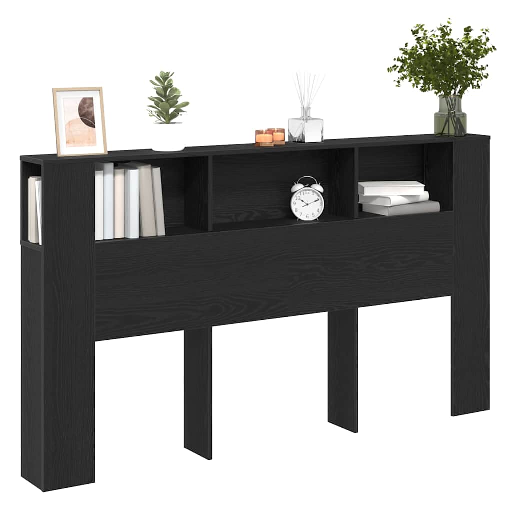 Hoofdeinde kas Zwart Eiken 180 x 18,5 x 102,5 cm Bewerkt hout is nu te koop bij PeponiXL, paradijselijk wonen!