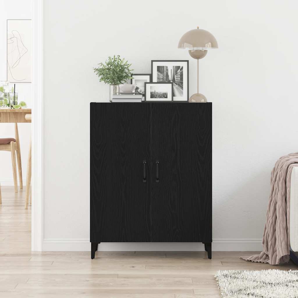 Dressoir 69,5x34x90 cm spaanplaat zwart eikenkleurig is nu te koop bij PeponiXL, paradijselijk wonen!