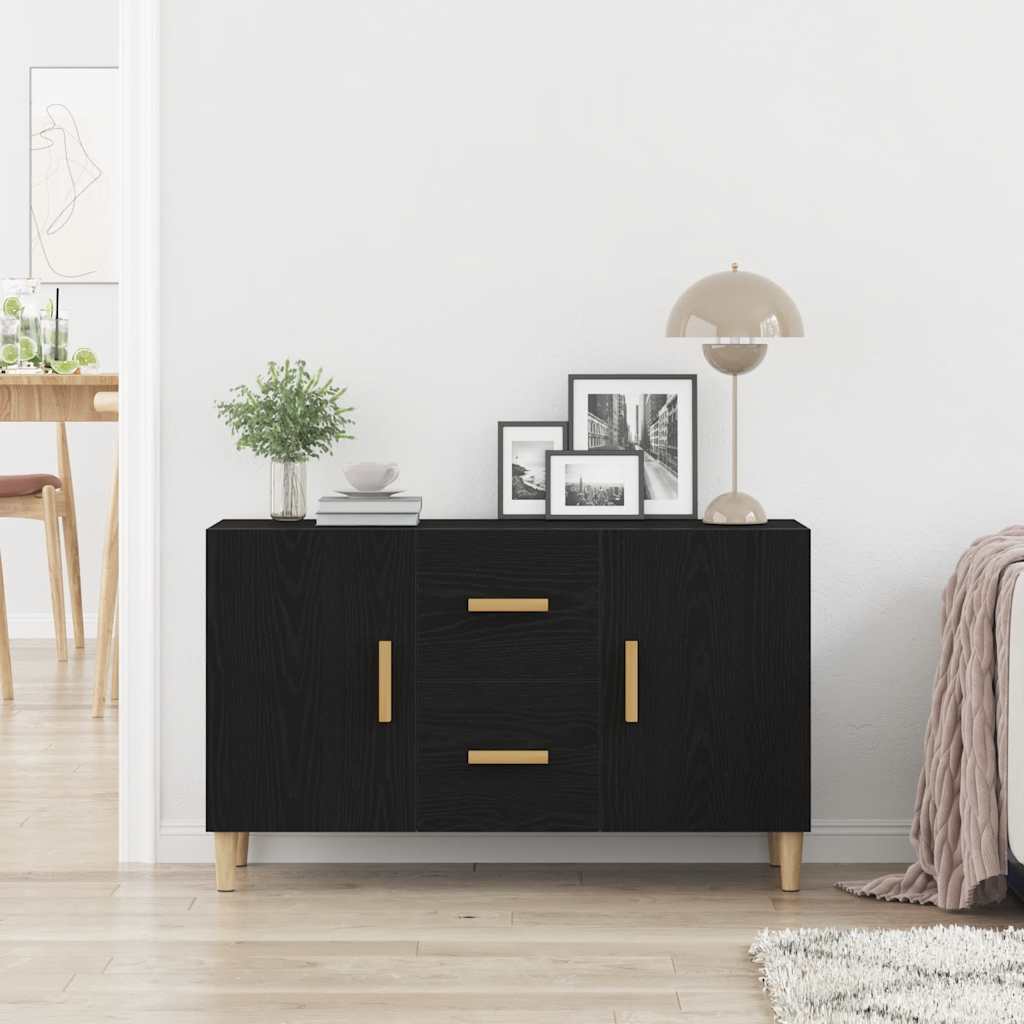 Dressoir 100x36x60 cm spaanplaat zwart eikenkleurig is nu te koop bij PeponiXL, paradijselijk wonen!