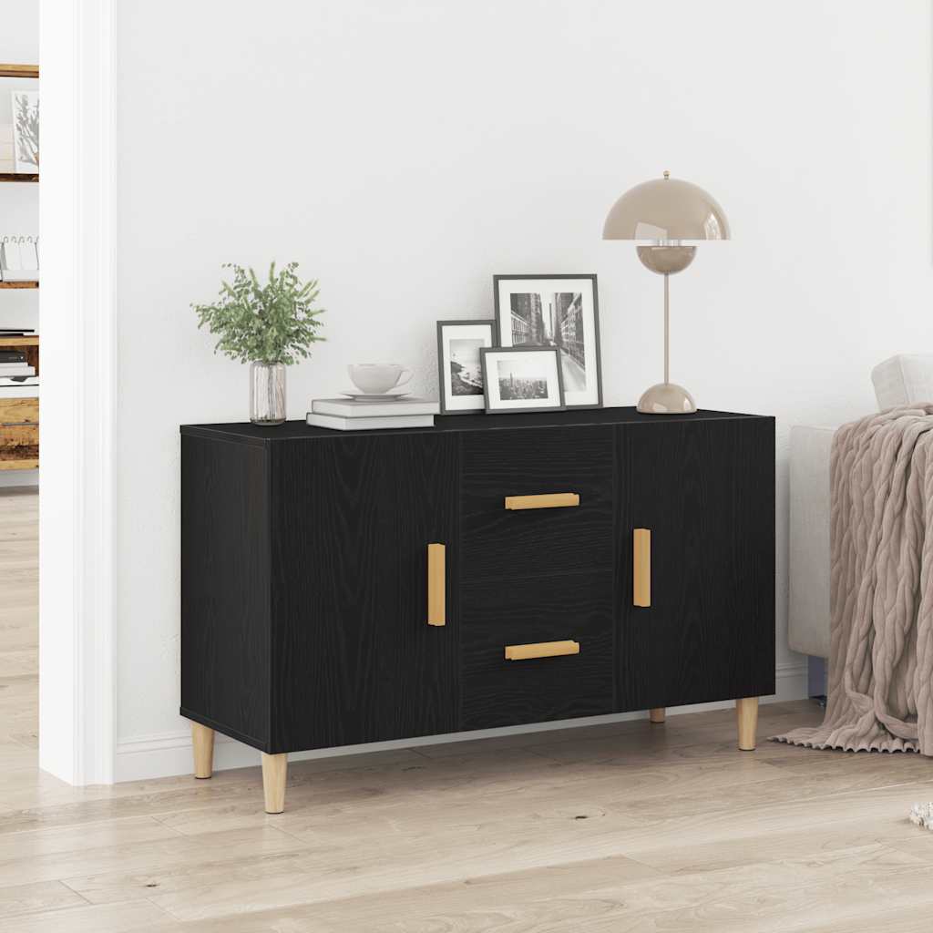 Dressoir 100x36x60 cm spaanplaat zwart eikenkleurig is nu te koop bij PeponiXL, paradijselijk wonen!