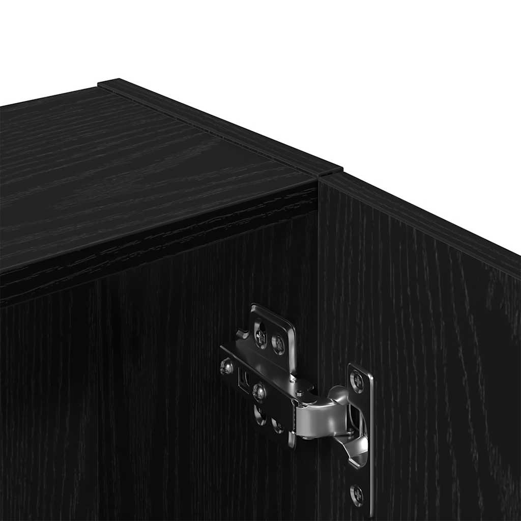 Wandkast zwart eiken 32x20x67 cm bewerkt hout is nu te koop bij PeponiXL, paradijselijk wonen!