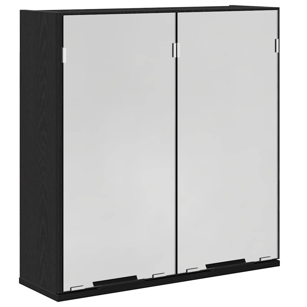Spiegelkast met plank Zwart Eiken 64 x 20 x 67 cm Bewerkt hout is nu te koop bij PeponiXL, paradijselijk wonen!