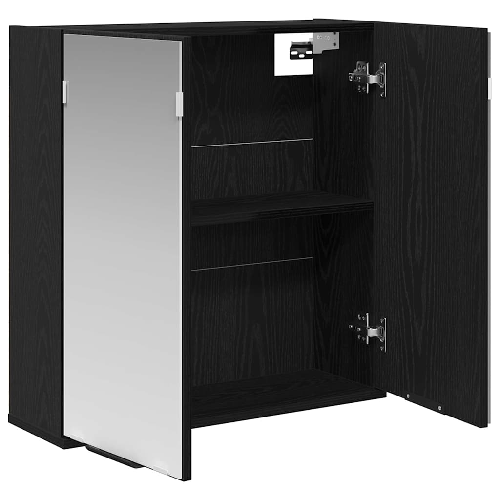 Spiegelkast met plank Zwart Eiken 64 x 20 x 67 cm Bewerkt hout is nu te koop bij PeponiXL, paradijselijk wonen!