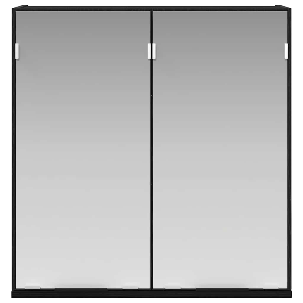 Spiegelkast met plank Zwart Eiken 64 x 20 x 67 cm Bewerkt hout is nu te koop bij PeponiXL, paradijselijk wonen!