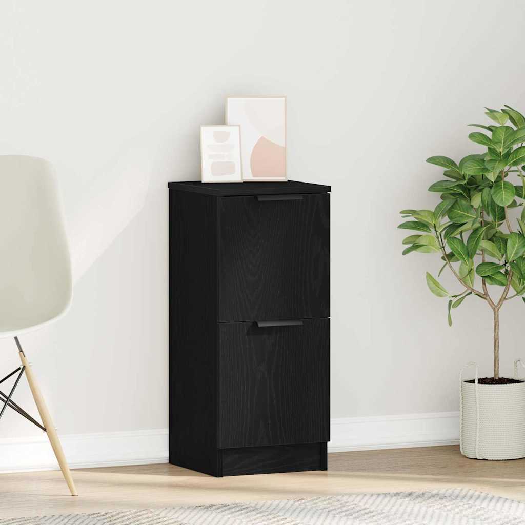 Dressoir Zwart Eiken 30 x 30 x 70 cm Bewerkt hout is nu te koop bij PeponiXL, paradijselijk wonen!