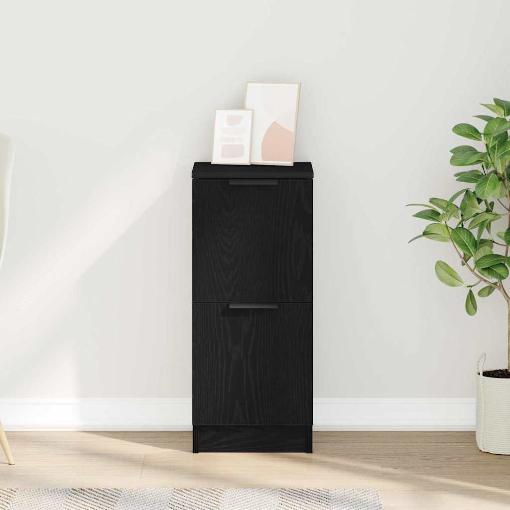 Dressoir Zwart Eiken 30 x 30 x 70 cm Bewerkt hout is nu te koop bij PeponiXL, paradijselijk wonen!