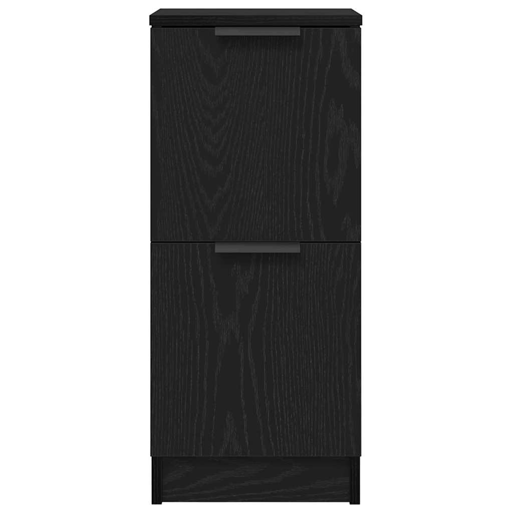 Dressoir Zwart Eiken 30 x 30 x 70 cm Bewerkt hout is nu te koop bij PeponiXL, paradijselijk wonen!