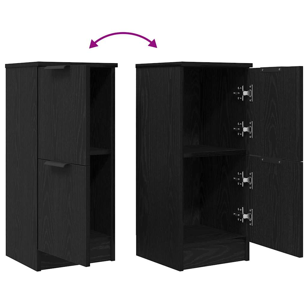 Dressoir Zwart Eiken 30 x 30 x 70 cm Bewerkt hout is nu te koop bij PeponiXL, paradijselijk wonen!