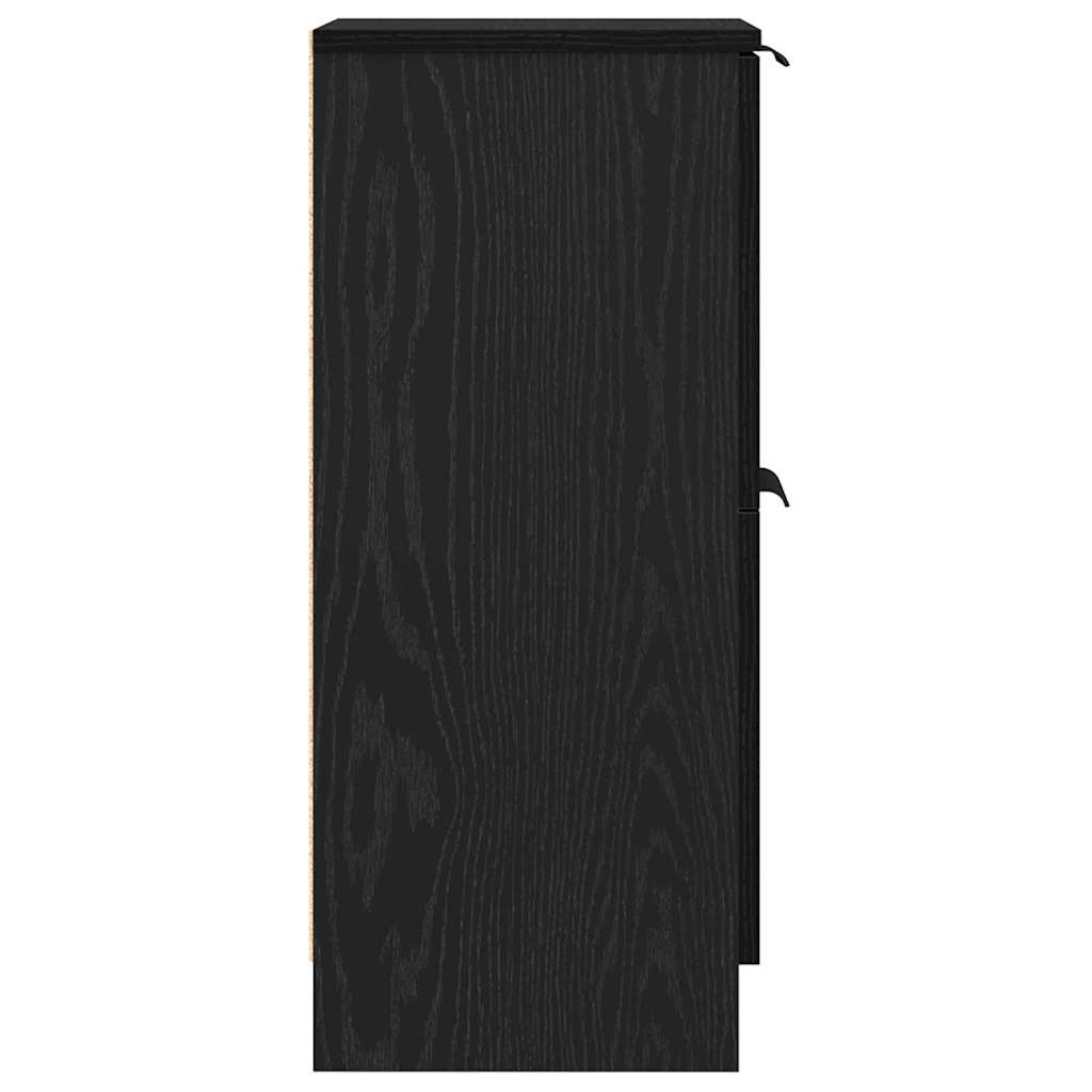 Dressoir Zwart Eiken 30 x 30 x 70 cm Bewerkt hout is nu te koop bij PeponiXL, paradijselijk wonen!