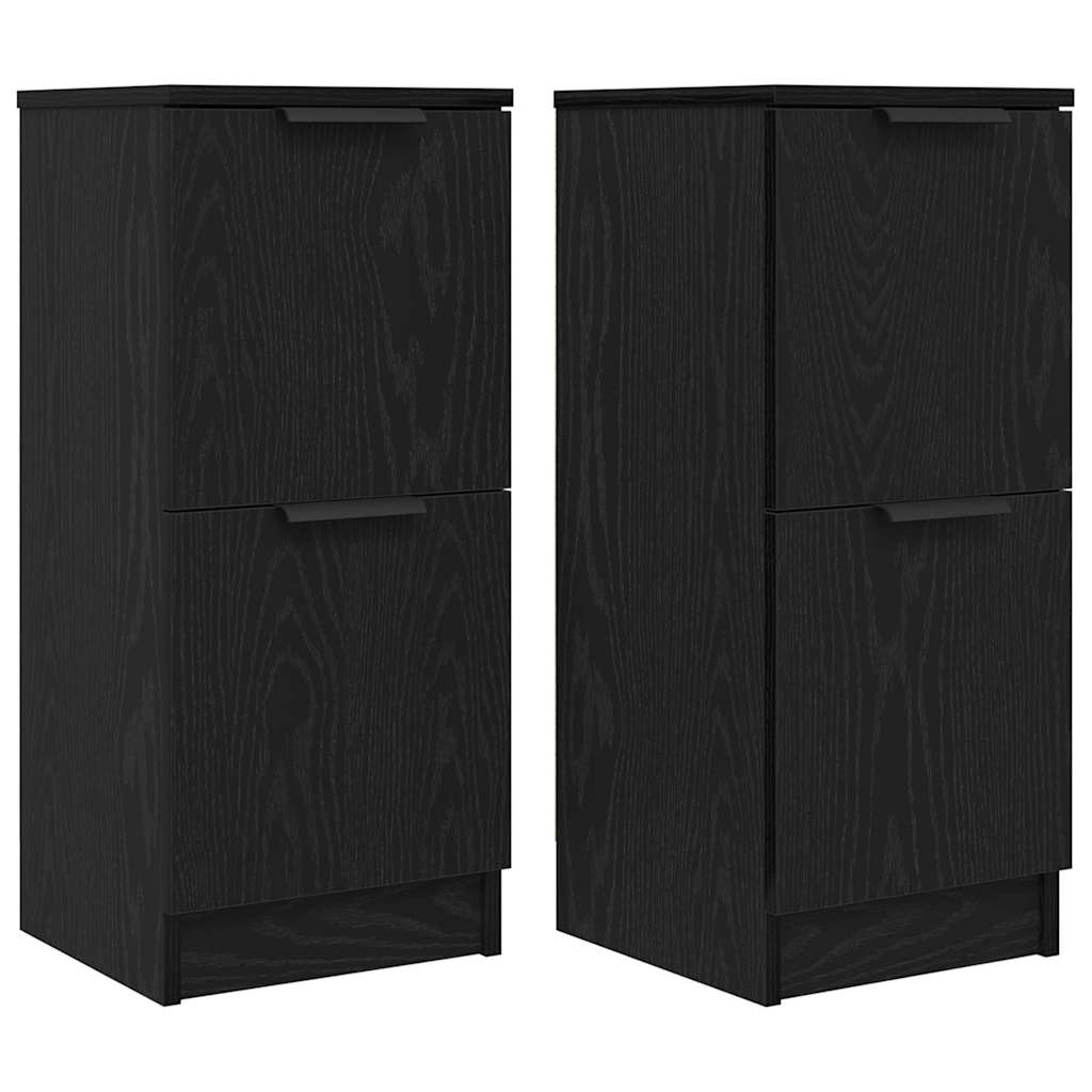 Dressoir 2 pcs Zwart Eiken 30 x 30 x 70 cm Bewerkt hout is nu te koop bij PeponiXL, paradijselijk wonen!