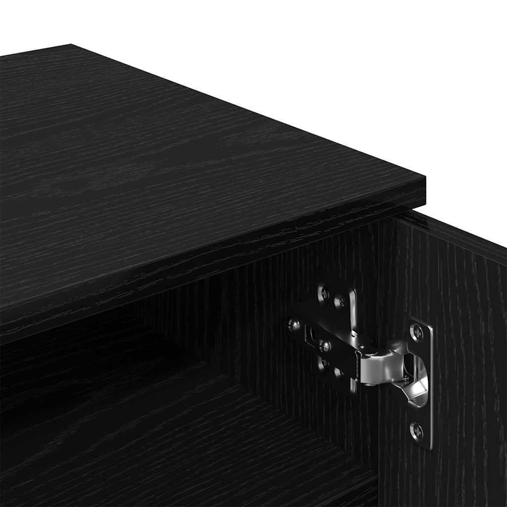 Schoenenkast Zwart Eiken 29,5 x 35 x 101 cm Bewerkt hout is nu te koop bij PeponiXL, paradijselijk wonen!