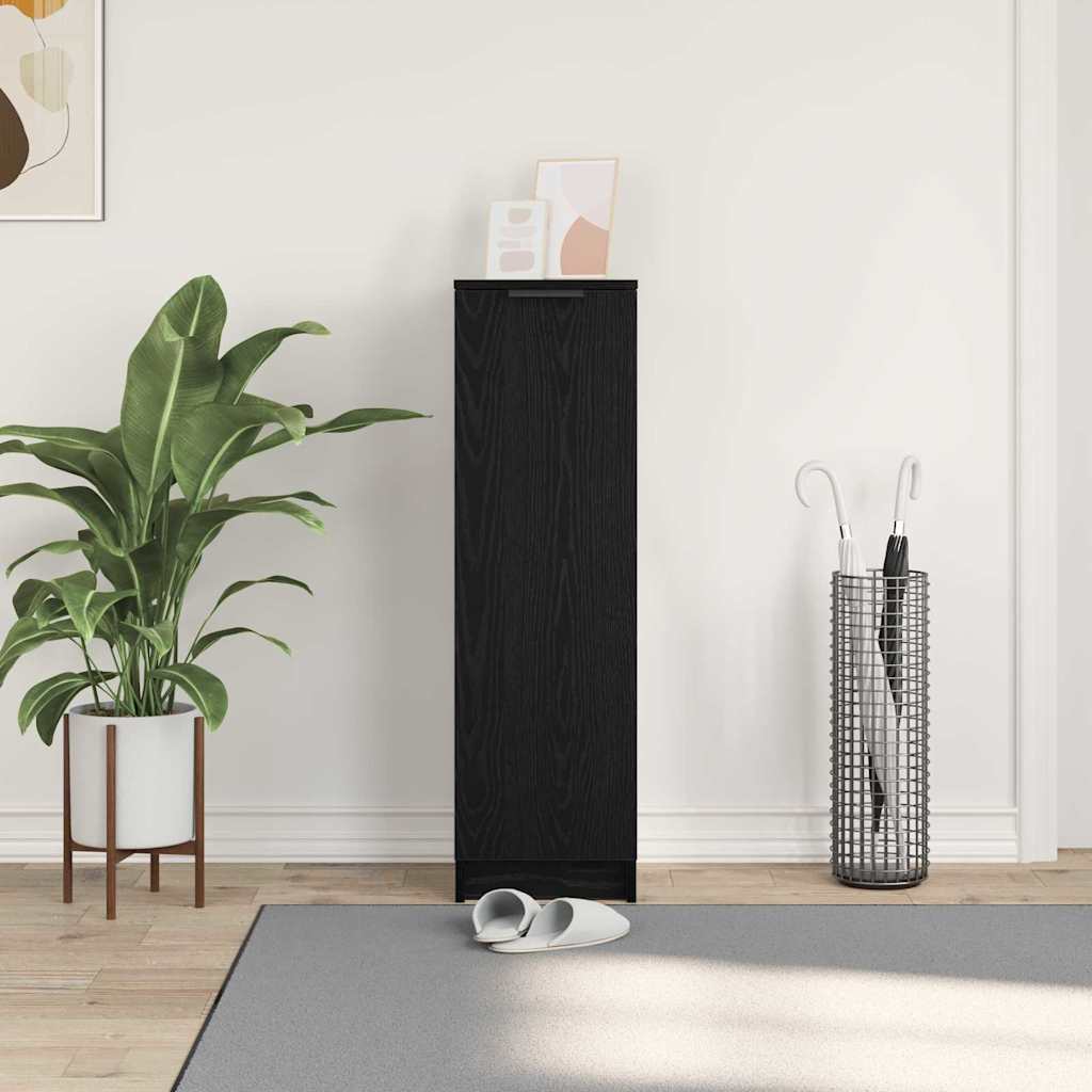 Schoenenkast Zwart Eiken 29,5 x 35 x 101 cm Bewerkt hout is nu te koop bij PeponiXL, paradijselijk wonen!