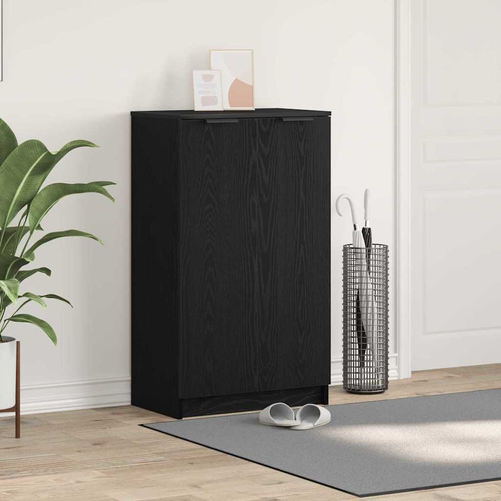 Schoenenkast Zwart Eiken 59 x 35 x 100 cm Bewerkt hout is nu te koop bij PeponiXL, paradijselijk wonen!
