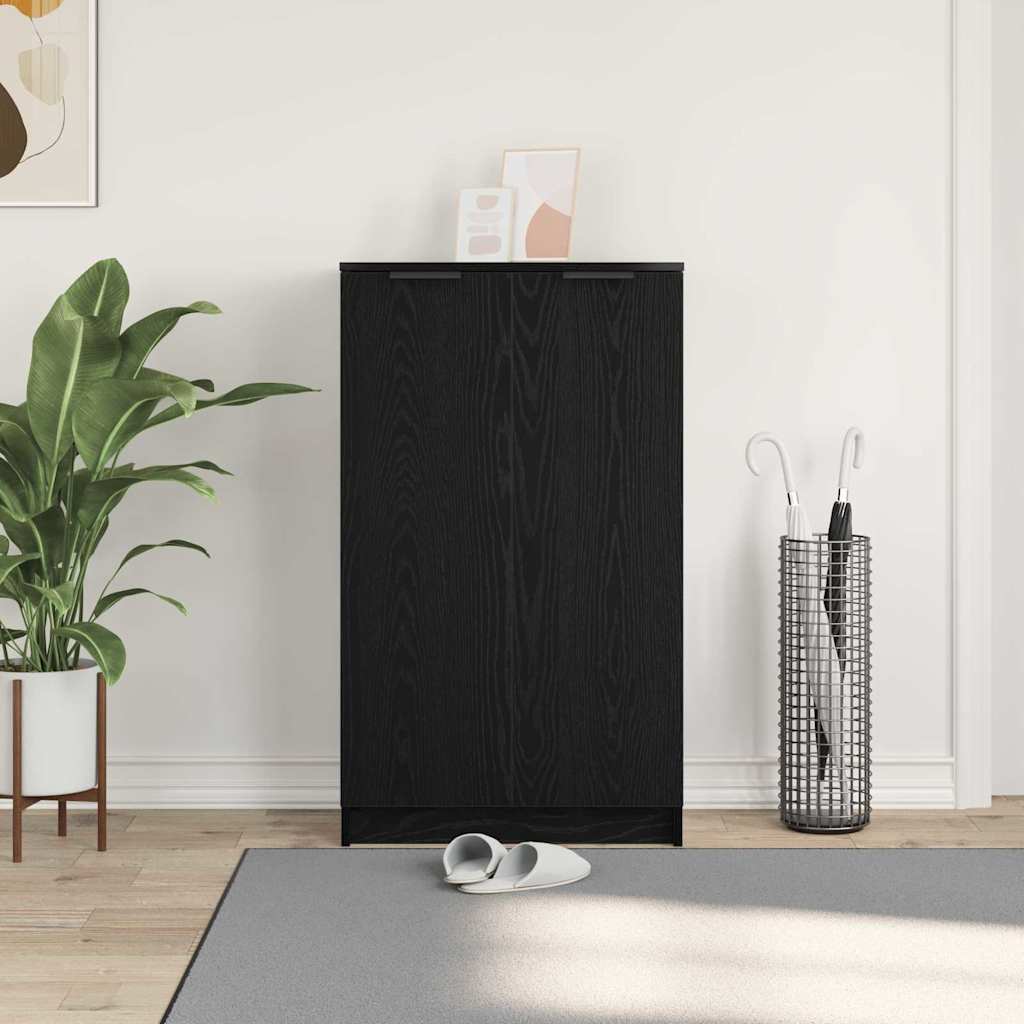 Schoenenkast Zwart Eiken 59 x 35 x 100 cm Bewerkt hout is nu te koop bij PeponiXL, paradijselijk wonen!