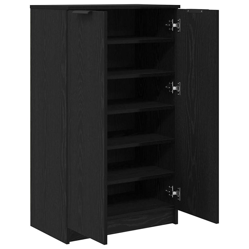 Schoenenkast Zwart Eiken 59 x 35 x 100 cm Bewerkt hout is nu te koop bij PeponiXL, paradijselijk wonen!