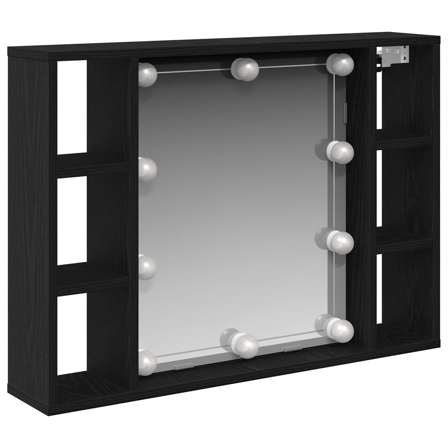 Spiegelkast met plank Zwart Eiken 76 x 15 x 55 cm Bewerkt hout is nu te koop bij PeponiXL, paradijselijk wonen!