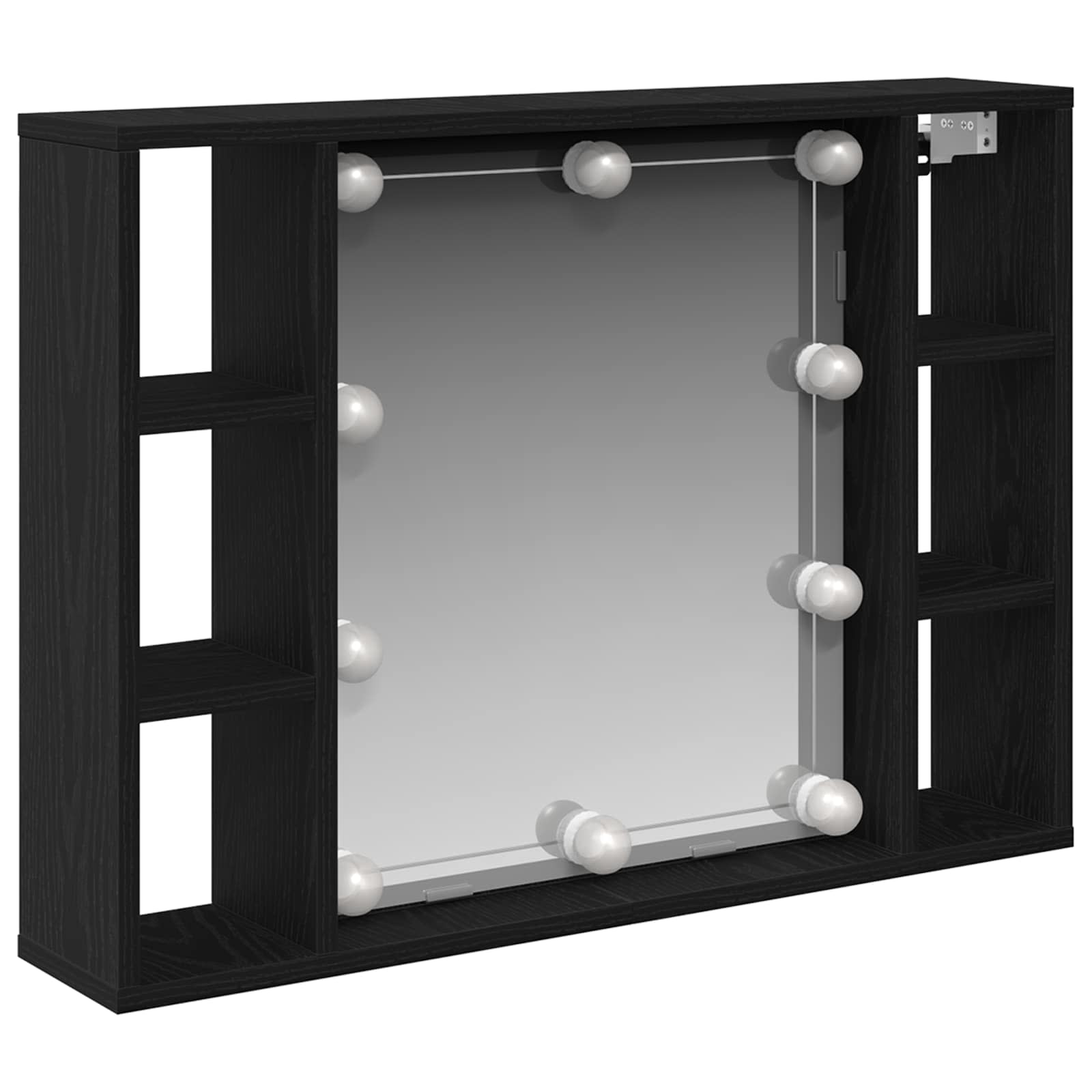 Spiegelkast met plank Zwart Eiken 76 x 15 x 55 cm Bewerkt hout is nu te koop bij PeponiXL, paradijselijk wonen!