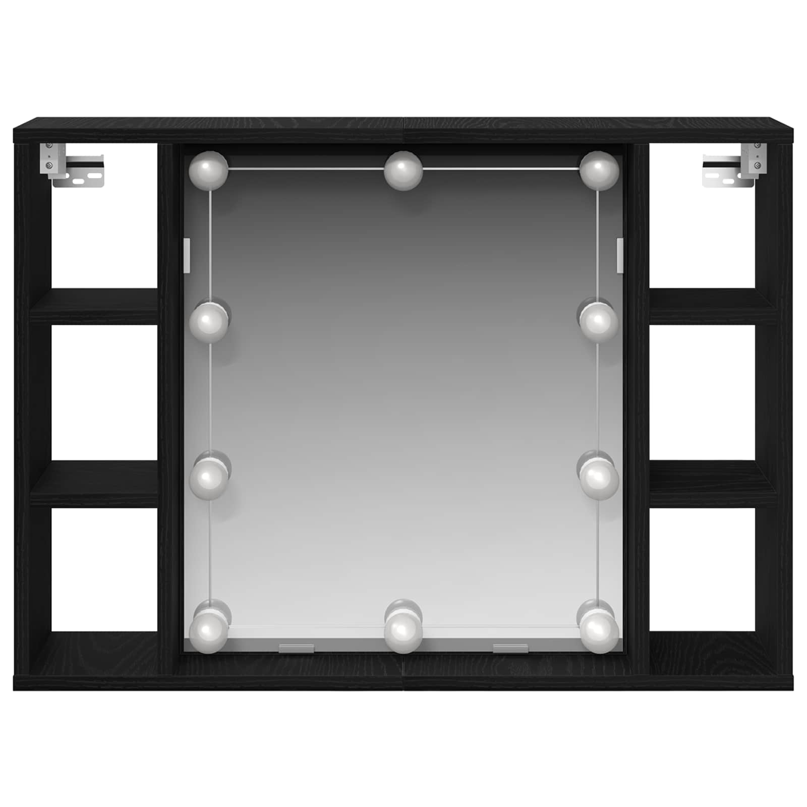 Spiegelkast met plank Zwart Eiken 76 x 15 x 55 cm Bewerkt hout is nu te koop bij PeponiXL, paradijselijk wonen!