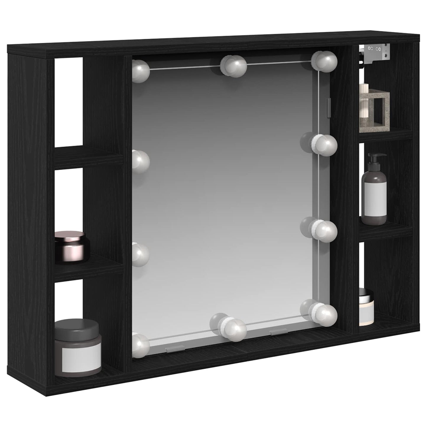Spiegelkast met plank Zwart Eiken 76 x 15 x 55 cm Bewerkt hout is nu te koop bij PeponiXL, paradijselijk wonen!