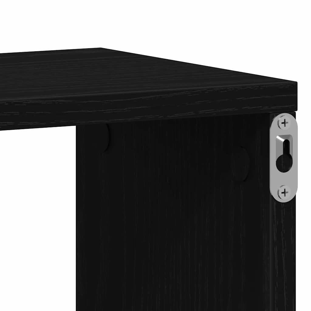 Wandplank met plank Zwart Eiken 85 x 16 x 52,5 cm Bewerkt hout is nu te koop bij PeponiXL, paradijselijk wonen!