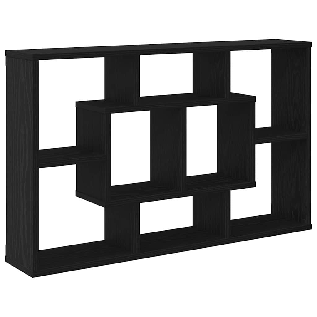 Wandplank met plank Zwart Eiken 85 x 16 x 52,5 cm Bewerkt hout is nu te koop bij PeponiXL, paradijselijk wonen!