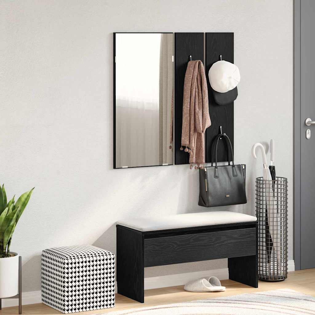 Halmeubelset met lade met opslag 4 pcs Zwart Eiken Bewerkt hout is nu te koop bij PeponiXL, paradijselijk wonen!