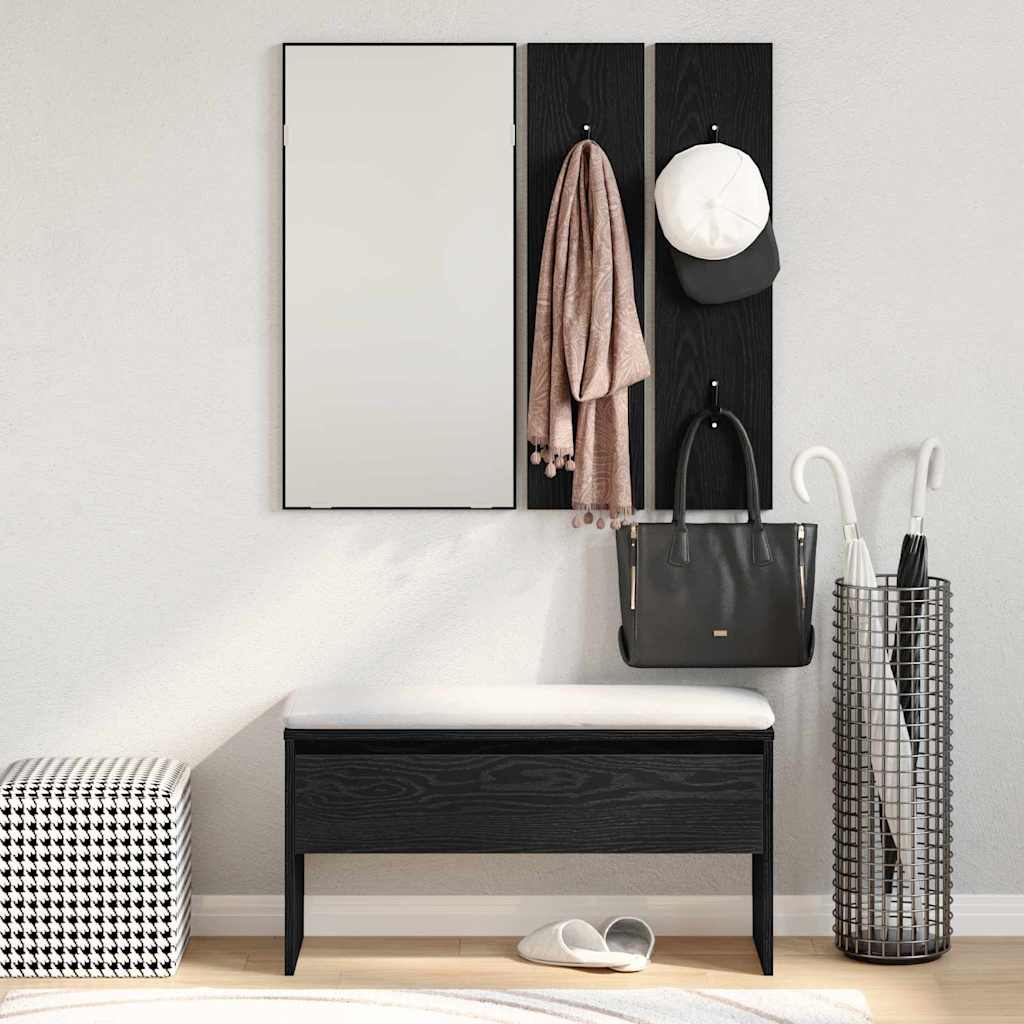 Halmeubelset met lade met opslag 4 pcs Zwart Eiken Bewerkt hout is nu te koop bij PeponiXL, paradijselijk wonen!