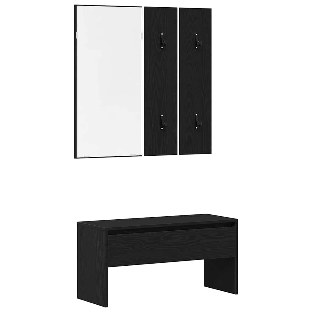 Halmeubelset met lade met opslag 4 pcs Zwart Eiken Bewerkt hout is nu te koop bij PeponiXL, paradijselijk wonen!