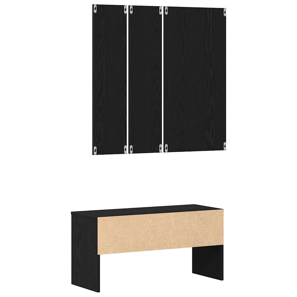 Halmeubelset met lade met opslag 4 pcs Zwart Eiken Bewerkt hout is nu te koop bij PeponiXL, paradijselijk wonen!