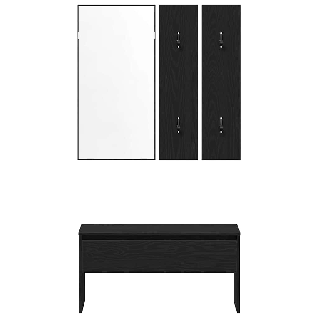 Halmeubelset met lade met opslag 4 pcs Zwart Eiken Bewerkt hout is nu te koop bij PeponiXL, paradijselijk wonen!