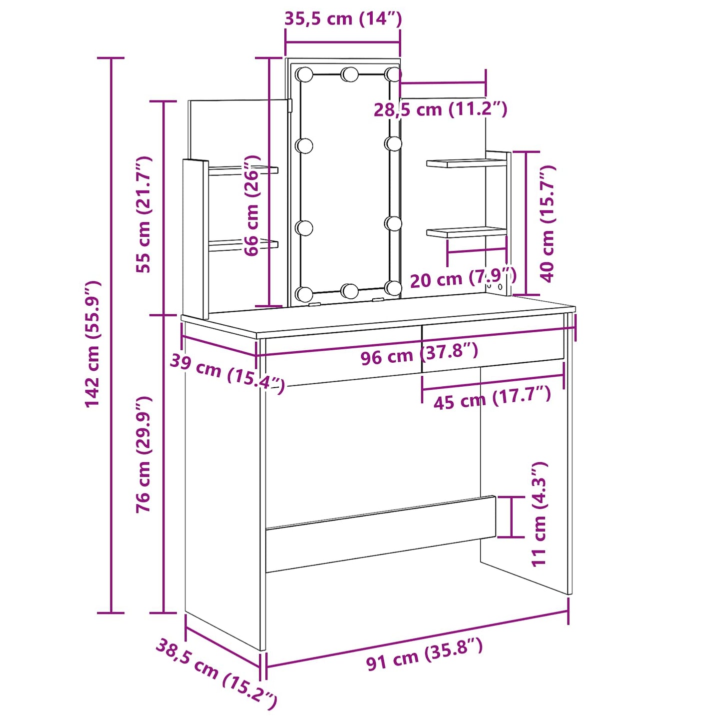 Plafondtafel met lade Zwart Eiken 96 x 39 x 142 cm Bewerkt hout is nu te koop bij PeponiXL, paradijselijk wonen!