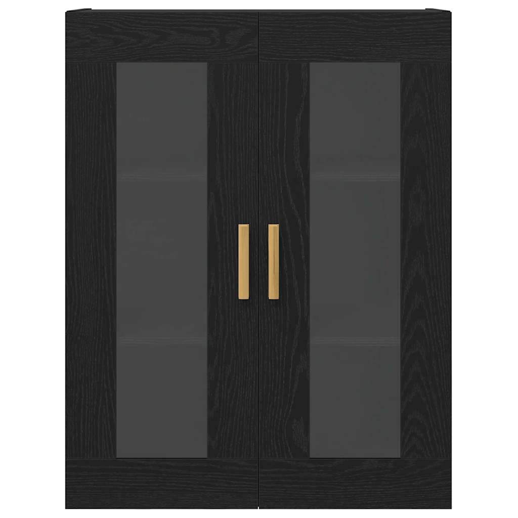 Wandkast Zwart Eiken 69,5 x 34 x 90 cm Bewerkt hout is nu te koop bij PeponiXL, paradijselijk wonen!