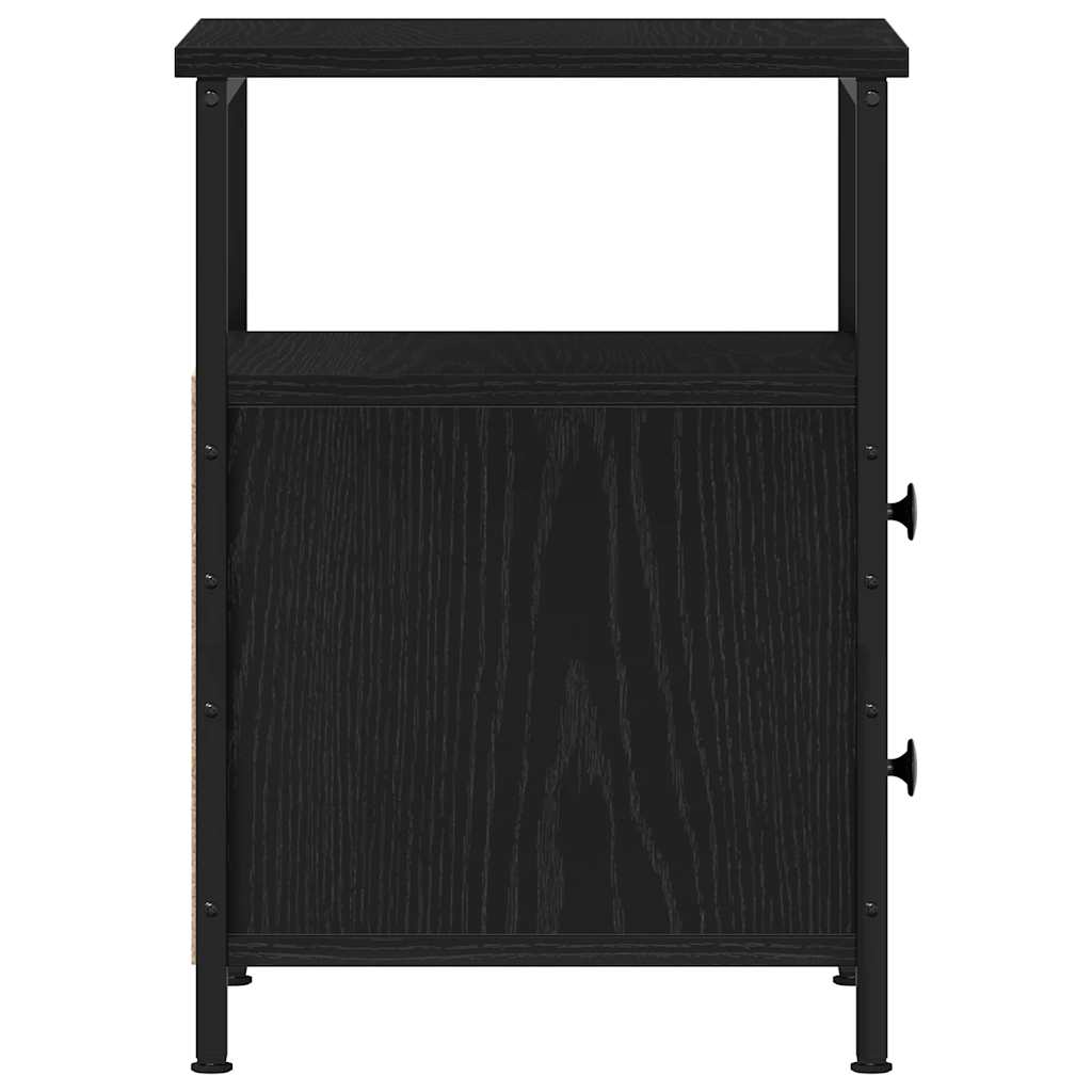 Nachtkastje 34x35,5x50 cm bewerkt hout zwart eikenkleur is nu te koop bij PeponiXL, paradijselijk wonen!