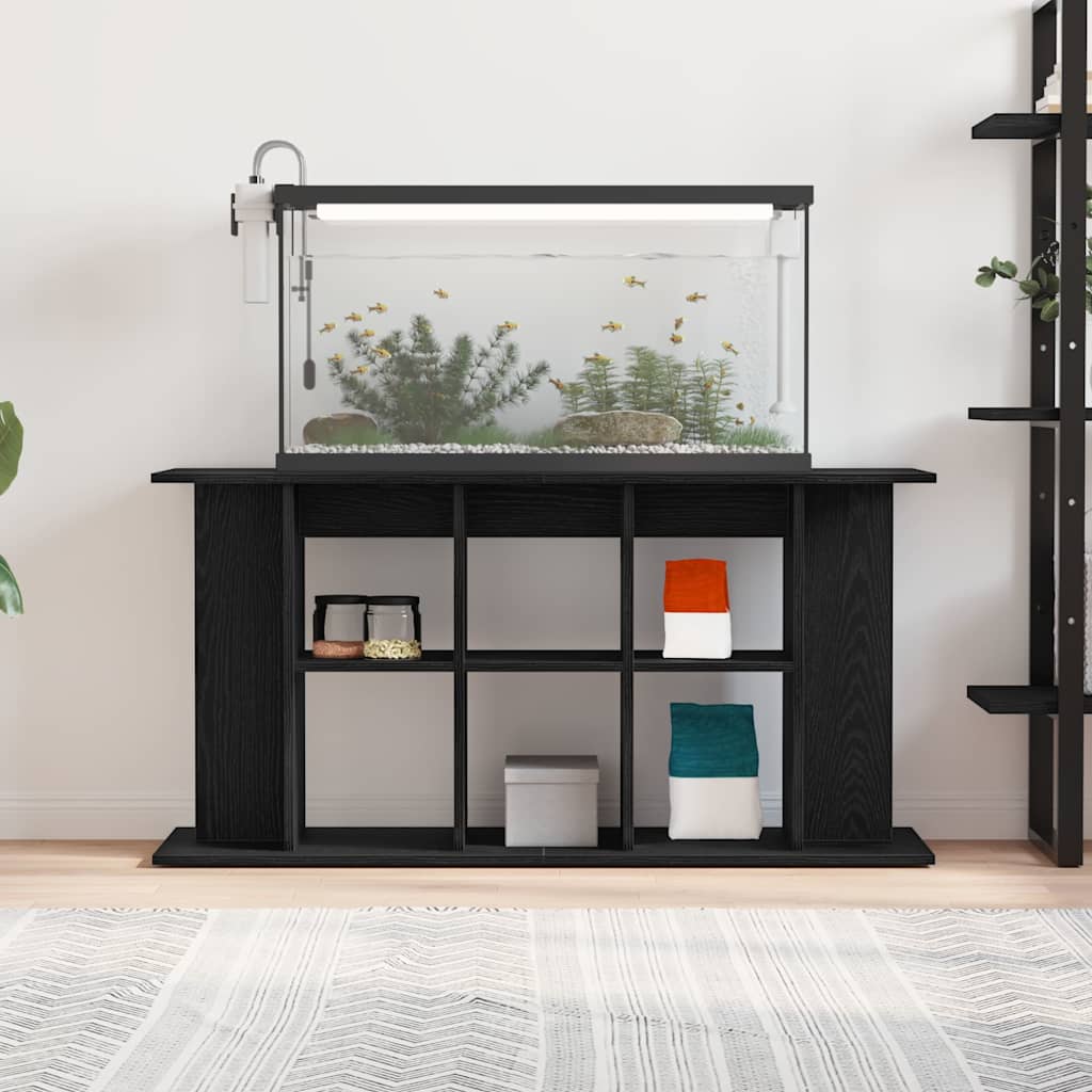 Aquariumstandaard Zwart Eiken 120x40x60 cm Bewerkt Hout is nu te koop bij PeponiXL, paradijselijk wonen!