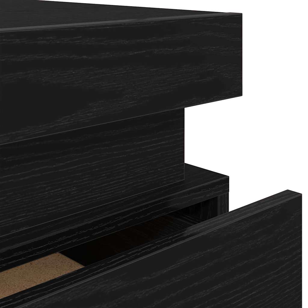 Nachtkastje 2 pcs Zwart Eiken 35 x 39 x 55 cm Bewerkt hout is nu te koop bij PeponiXL, paradijselijk wonen!