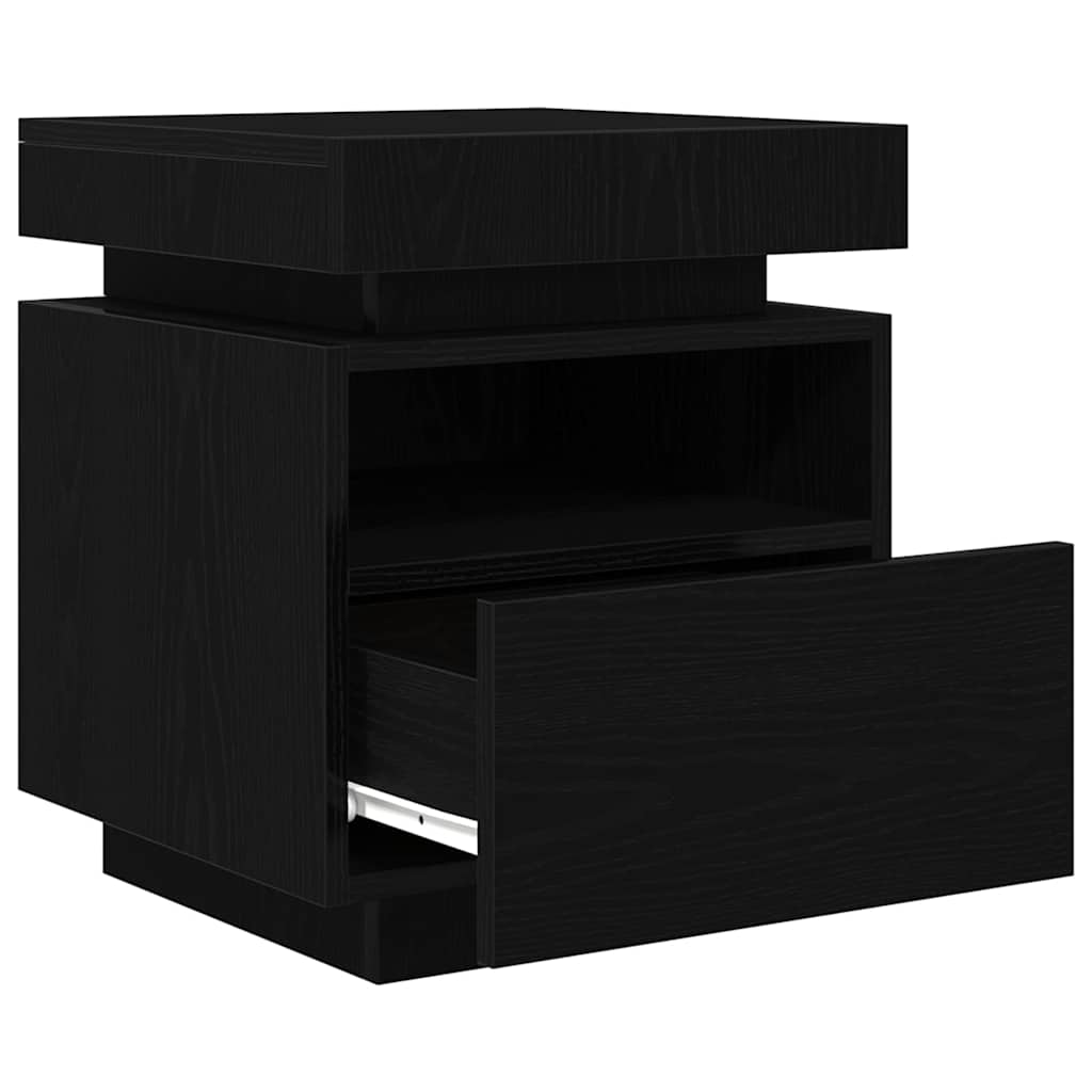 Nachtkastje 2 pcs Zwart Eiken 40 x 39 x 48,5 cm Bewerkt hout is nu te koop bij PeponiXL, paradijselijk wonen!