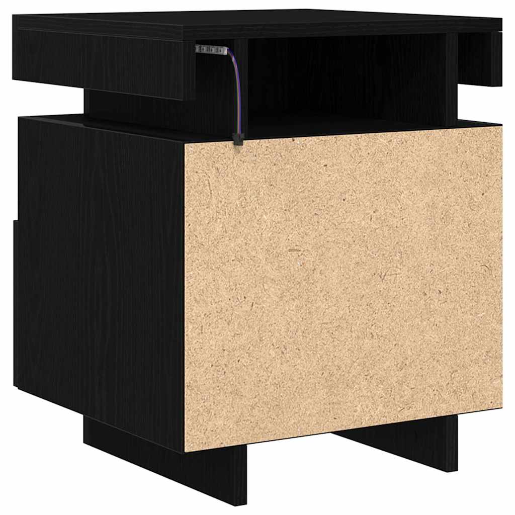 Nachtkastje 2 pcs Zwart Eiken 40 x 39 x 48,5 cm Bewerkt hout is nu te koop bij PeponiXL, paradijselijk wonen!