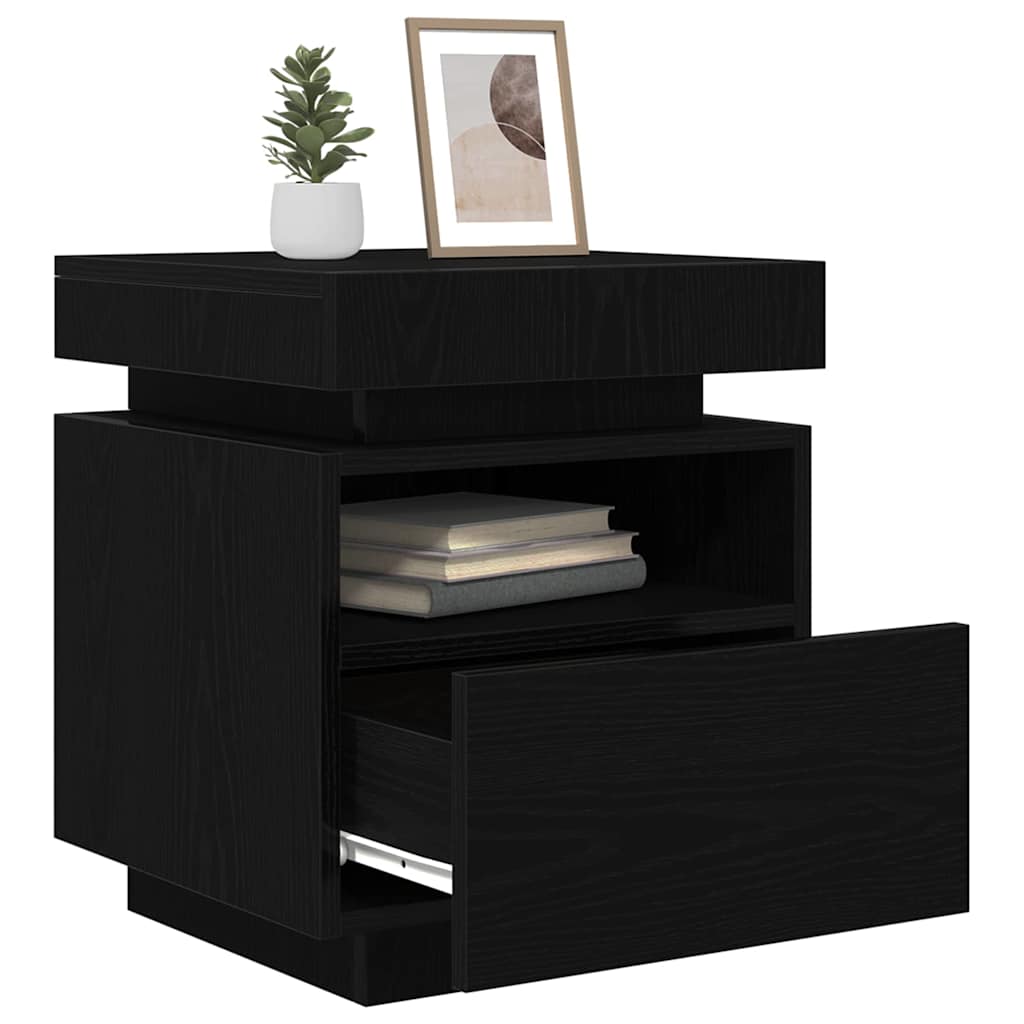 Nachtkastje 2 pcs Zwart Eiken 40 x 39 x 48,5 cm Bewerkt hout is nu te koop bij PeponiXL, paradijselijk wonen!