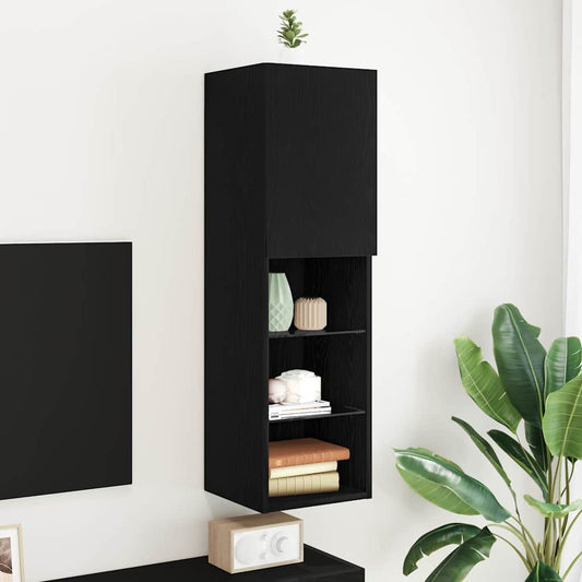 Tv-meubelset Zwart Eiken 30,5 x 30 x 102 cm Bewerkt hout is nu te koop bij PeponiXL, paradijselijk wonen!