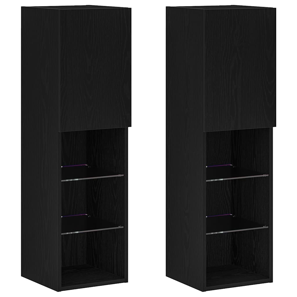 Tv-meubelset 2 pcs Zwart Eiken 30,5 x 30 x 102 cm Bewerkt hout is nu te koop bij PeponiXL, paradijselijk wonen!