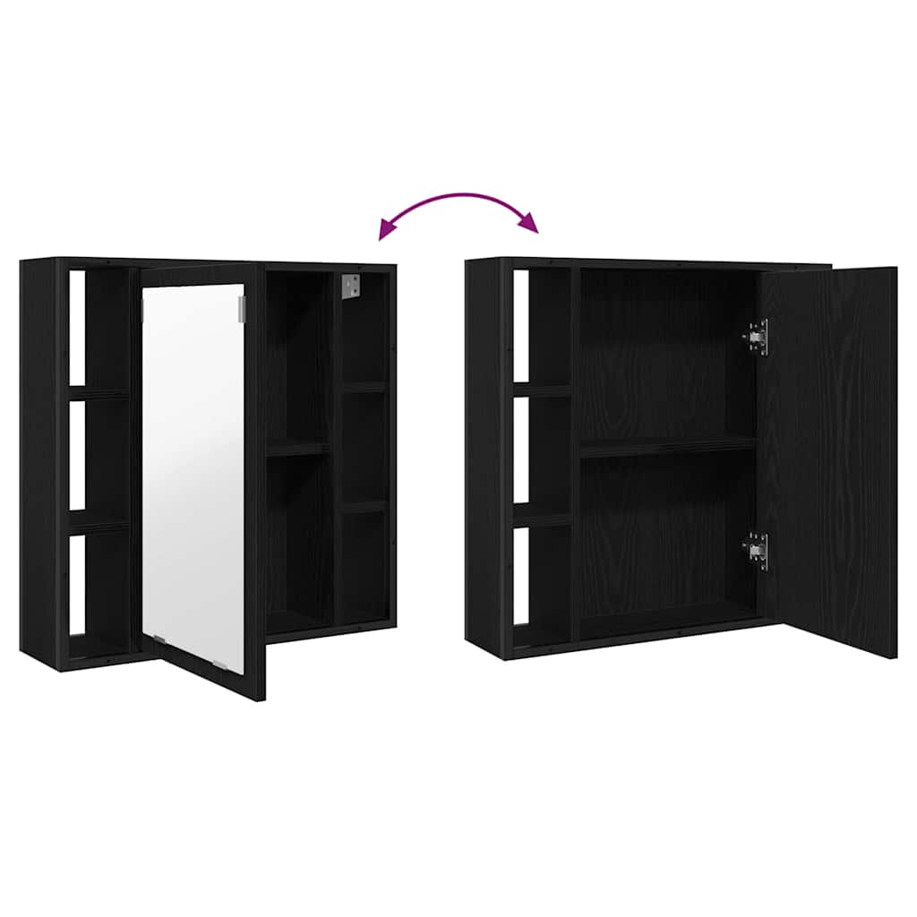 Badkamerspiegelkast zwart eiken 60x16x60 cm bewerkt hout is nu te koop bij PeponiXL, paradijselijk wonen!