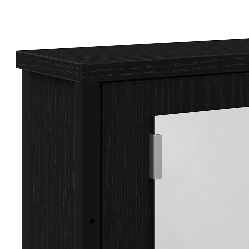 Badkamerspiegelkast 42x12x60 cm spaanplaat zwart eikenkleurig is nu te koop bij PeponiXL, paradijselijk wonen!