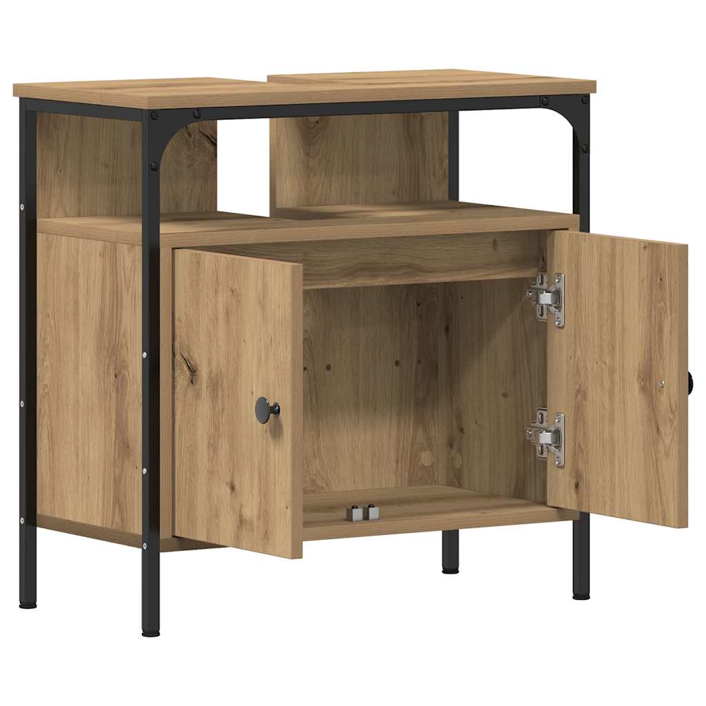 Wastafelkast 60x30x60 cm spaanplaat ambachtelijk eikenkleurig is nu te koop bij PeponiXL, paradijselijk wonen!