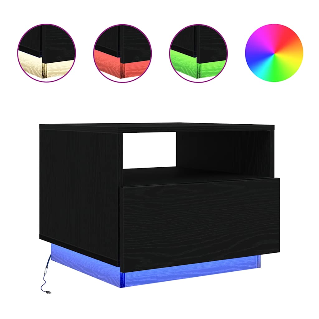 Salontafel met LED-verlichting 50x49x40 cm zwart eiken is nu te koop bij PeponiXL, paradijselijk wonen!