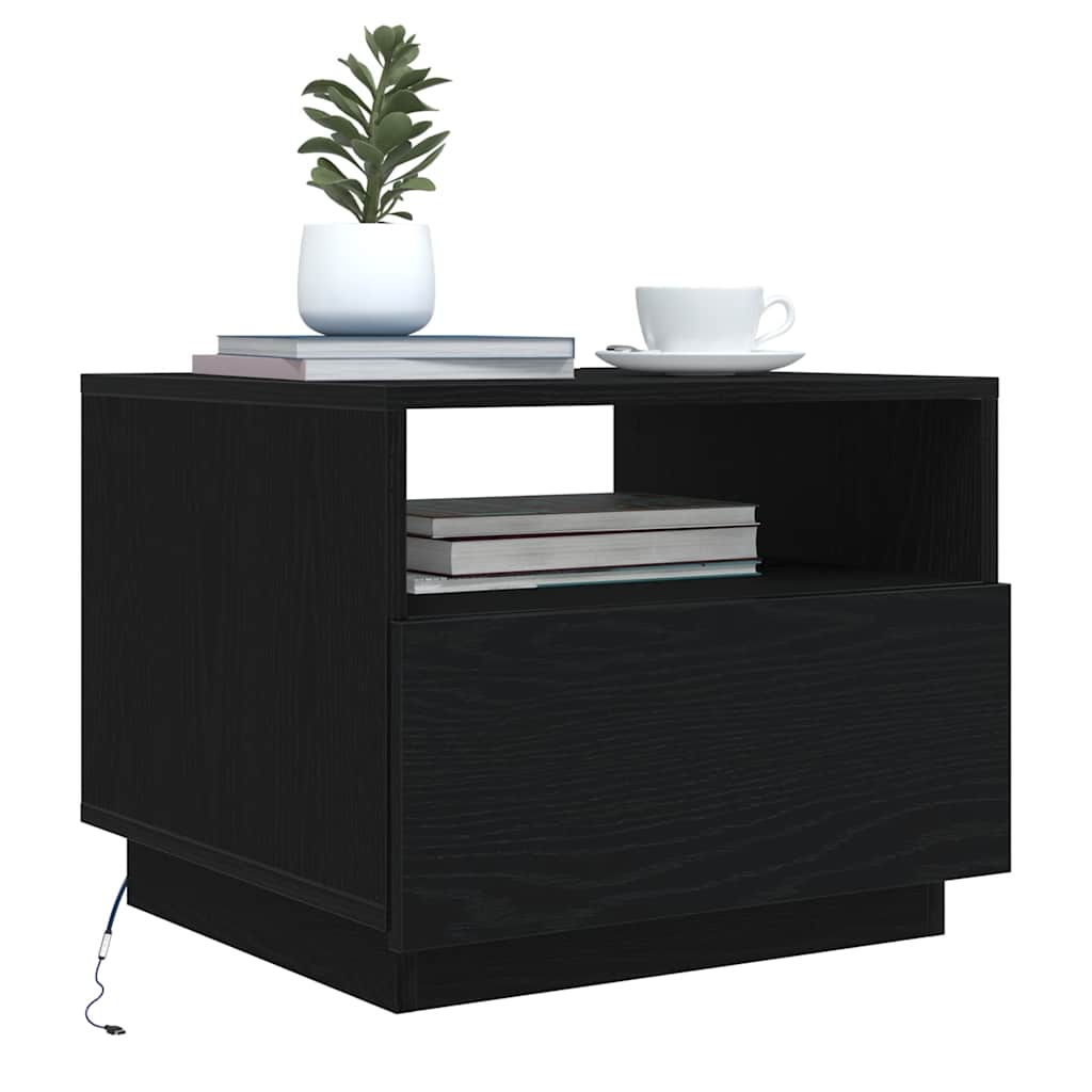 Salontafel met LED-verlichting 50x49x40 cm zwart eiken is nu te koop bij PeponiXL, paradijselijk wonen!