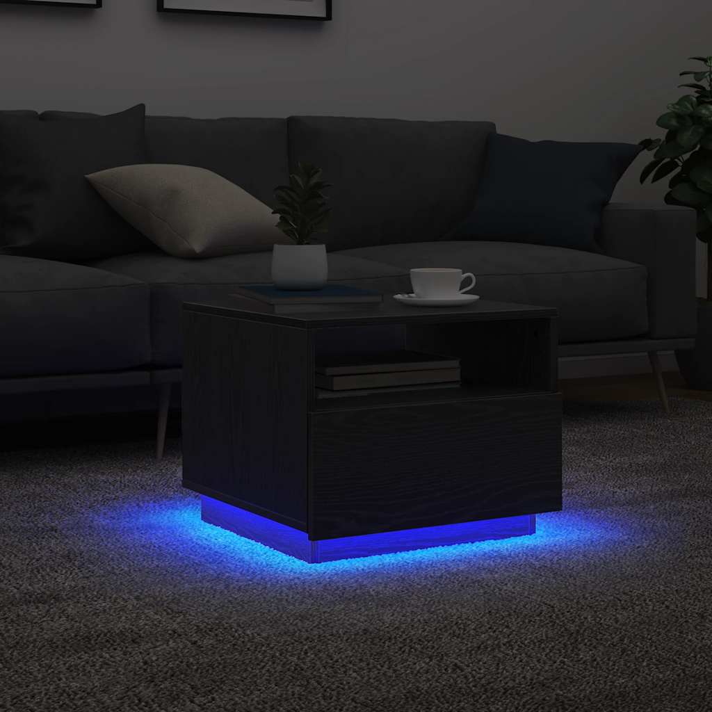 Salontafel met LED-verlichting 50x49x40 cm zwart eiken is nu te koop bij PeponiXL, paradijselijk wonen!