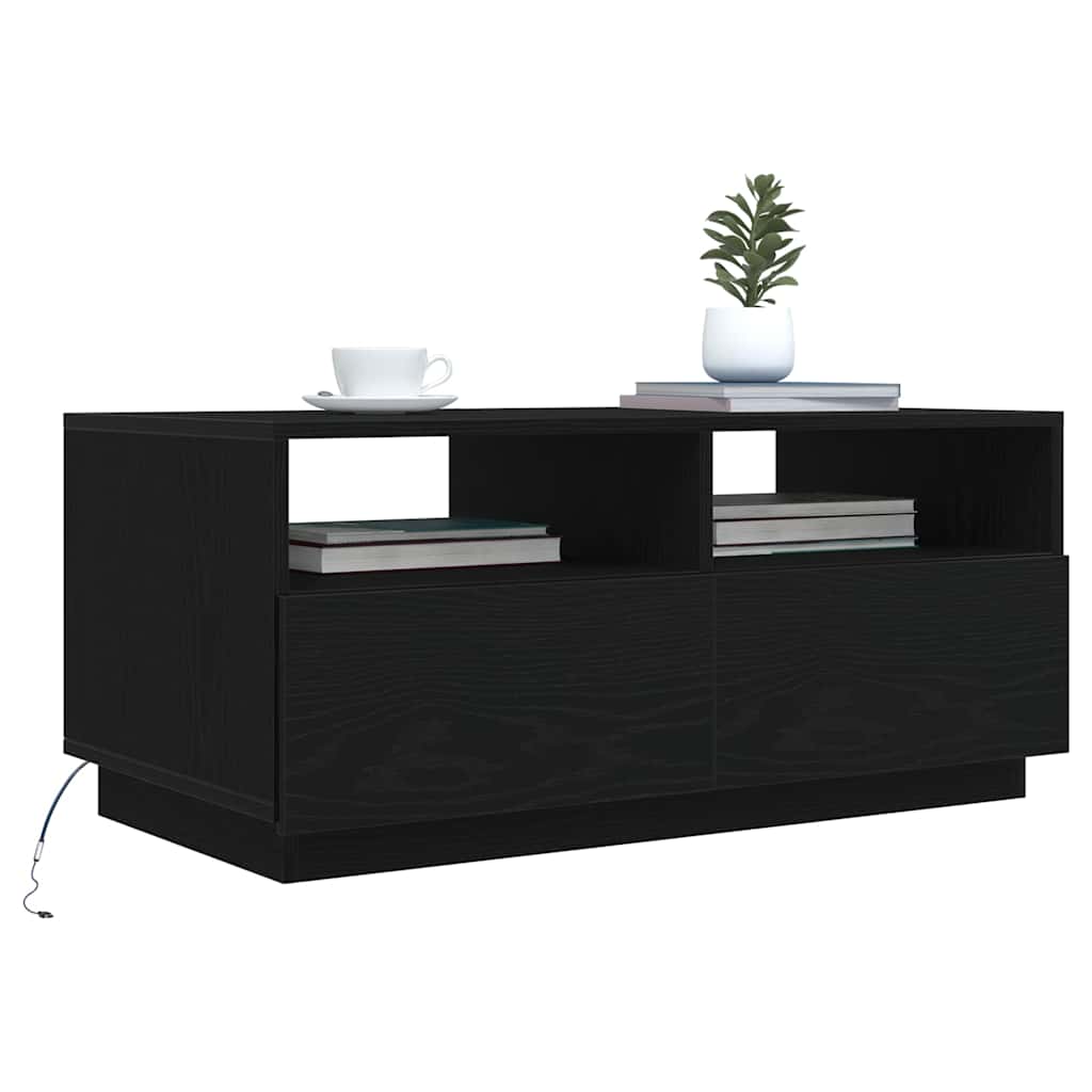 Salontafel met LED-verlichting 90x49x40 cm zwart eiken is nu te koop bij PeponiXL, paradijselijk wonen!