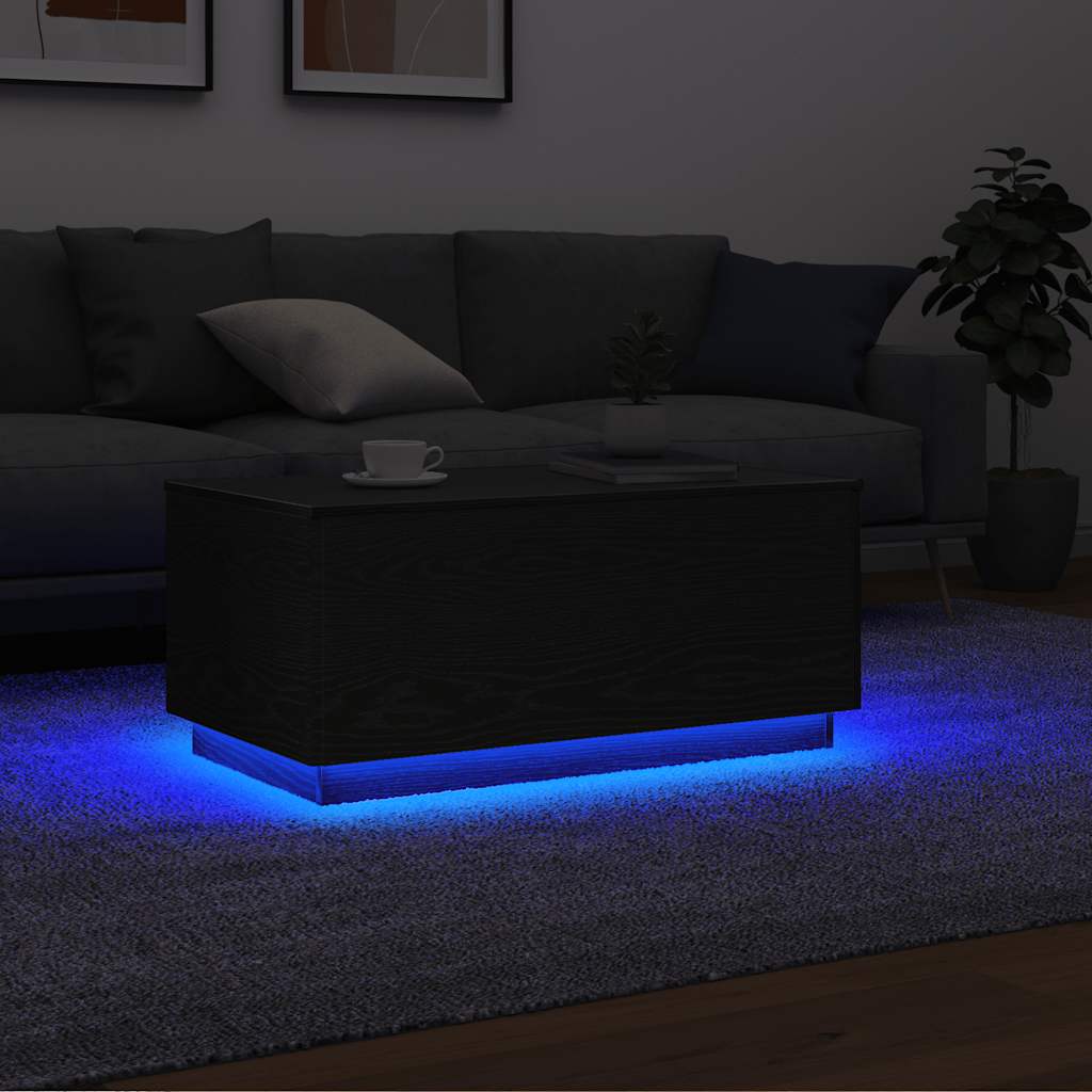 Salontafel met LED-verlichting 90x49x40 cm zwart eiken is nu te koop bij PeponiXL, paradijselijk wonen!